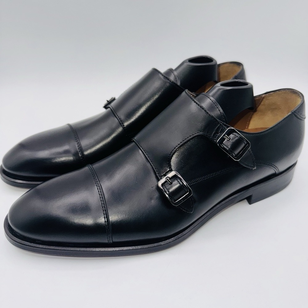 Antonio Maurizi Double‎ Monk Strap Oxfords Men's Size 9 EU 42 Black Leather